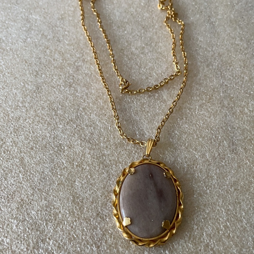 Vintage Art Deco wave jasper necklace - Picture 4 of 5